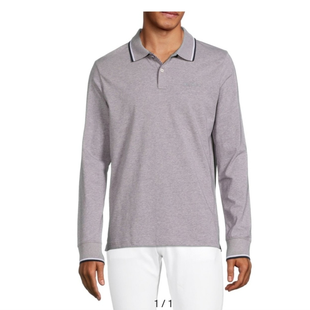 Men's Ben Sherman long sleeve gray polo shirt...size L